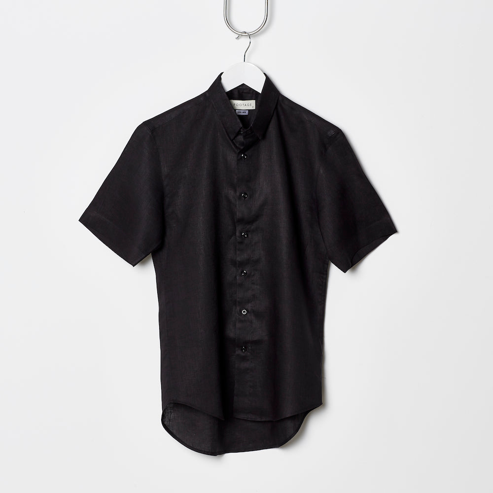 Footage Short Sleeve Linen Shirt Black
