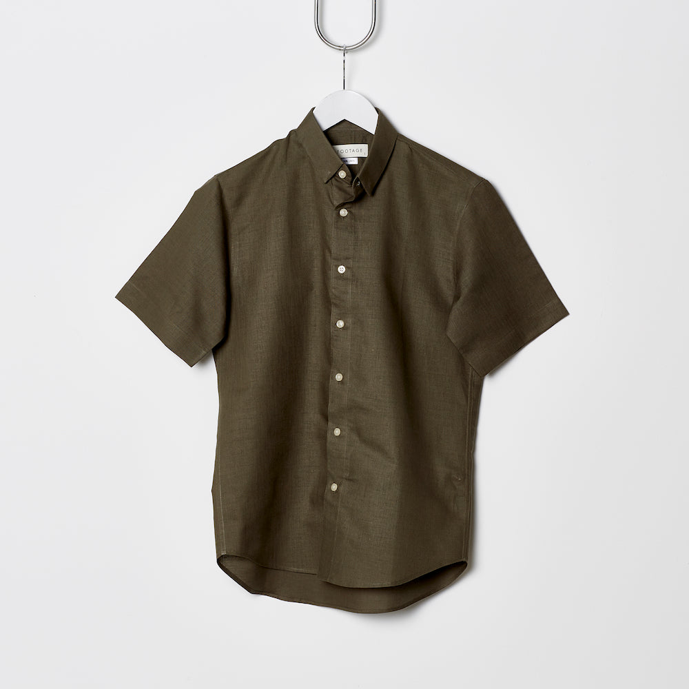Footage Short Sleeve Linen Shirt Olive