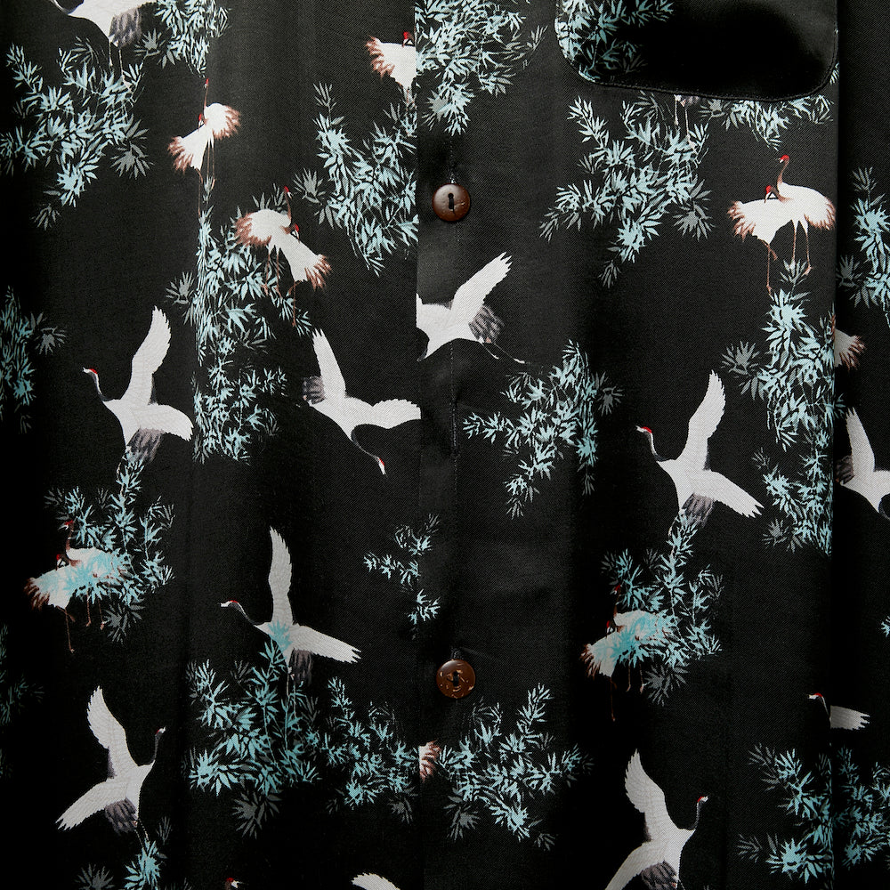 Footage Tropics Shirt - Black Cranes in Bamboo Forest