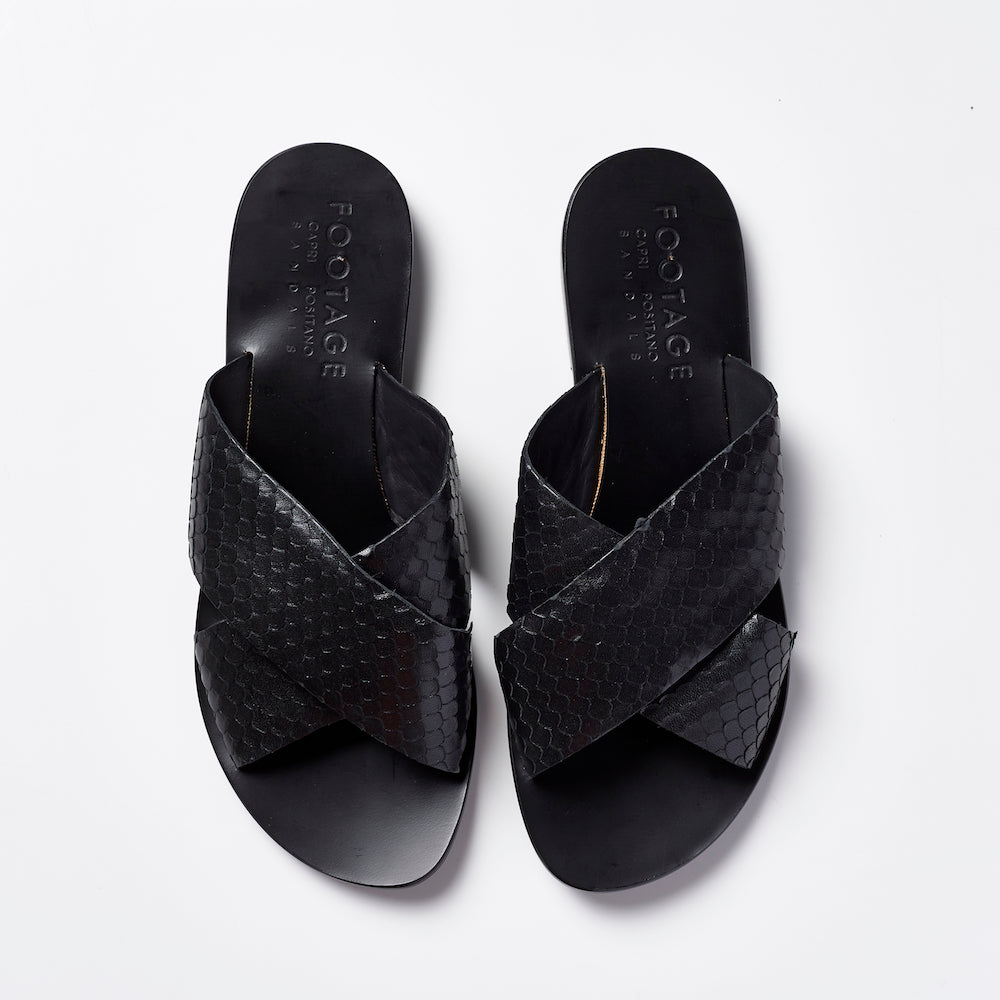 Footage x Capri Positano Cross Slides Black