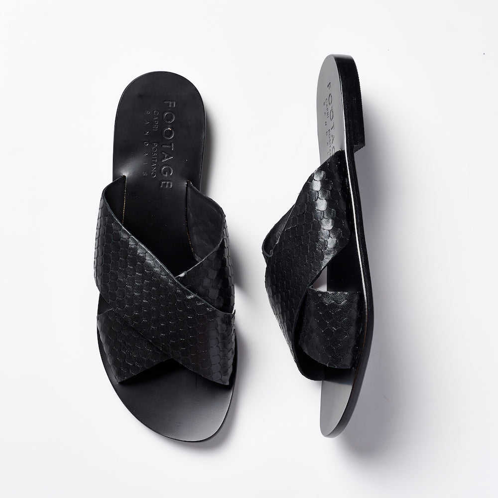 Footage x Capri Positano Cross Slides Black