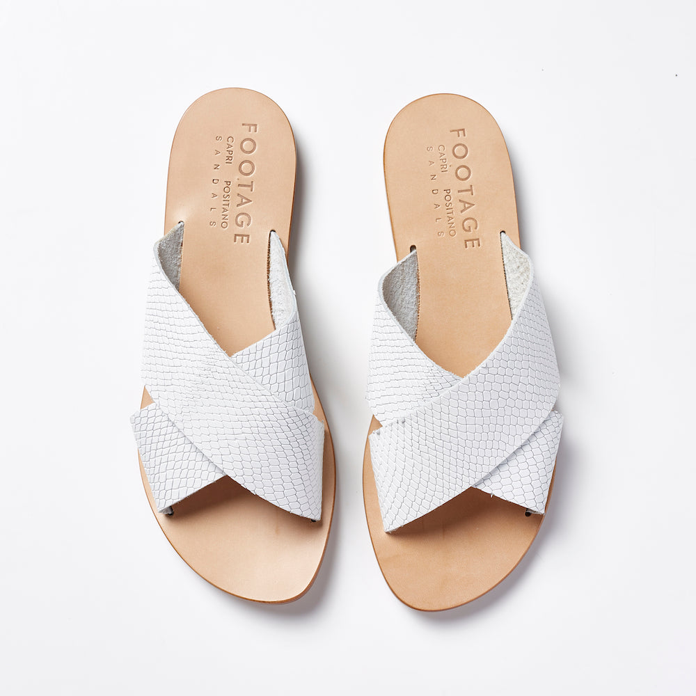 Capri Positano Cross Slides White