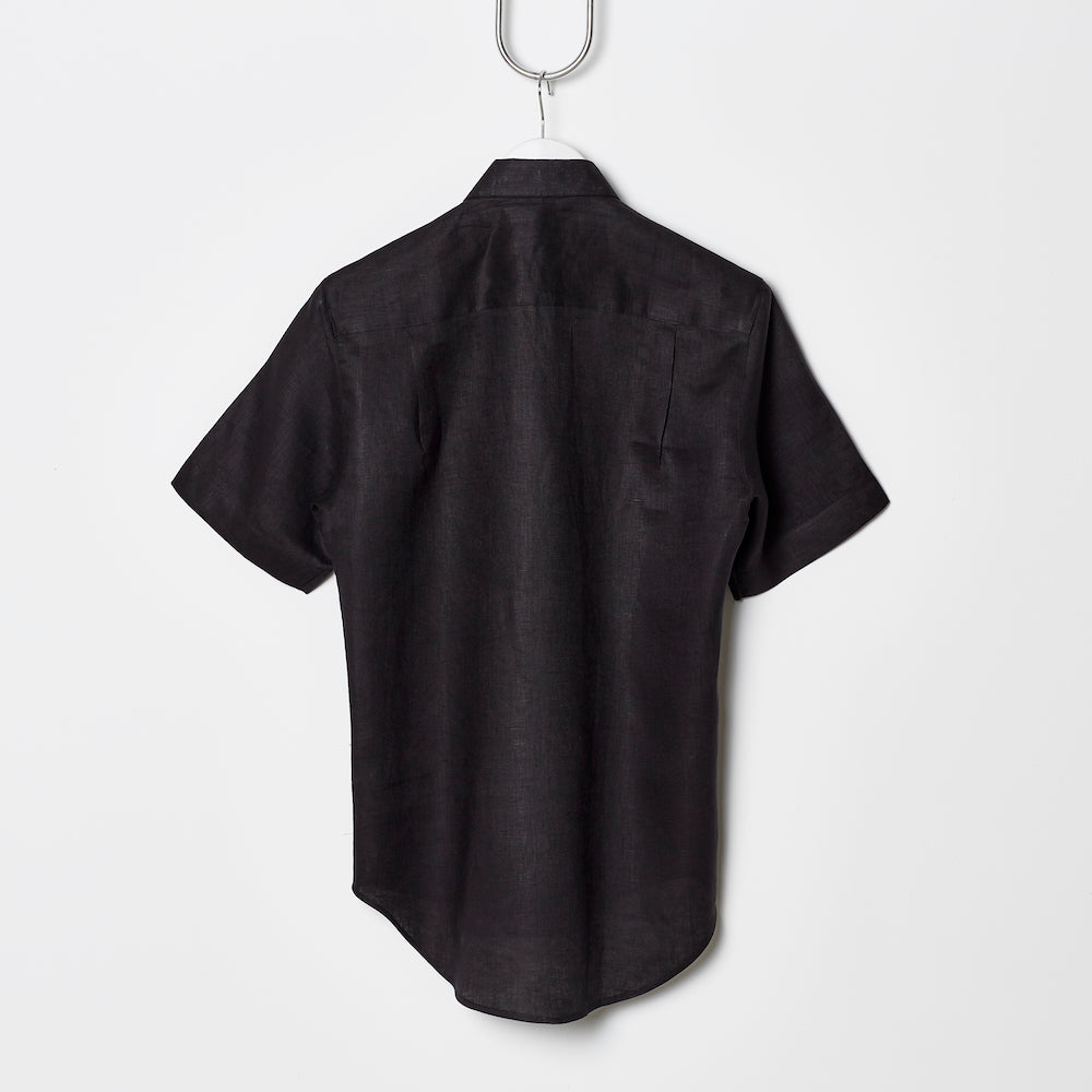 Footage Short Sleeve Linen Shirt - Black