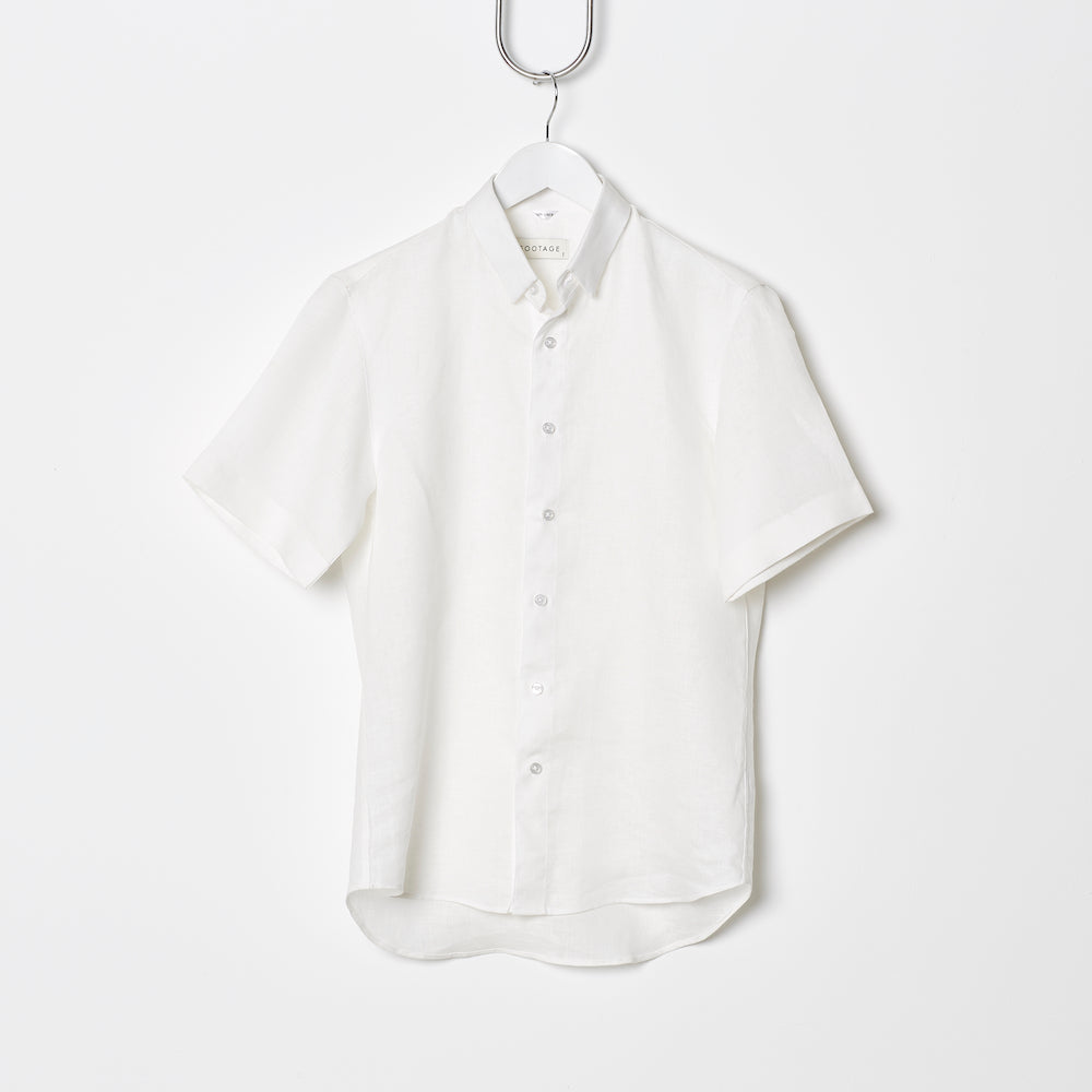 Footage Short Sleeve Linen Shirt White