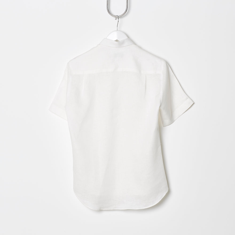Footage Short Sleeve Linen Shirt White