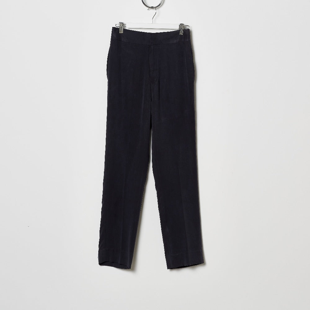 Footage Women's Mid Rise Cupro Tapered Pants in Navy