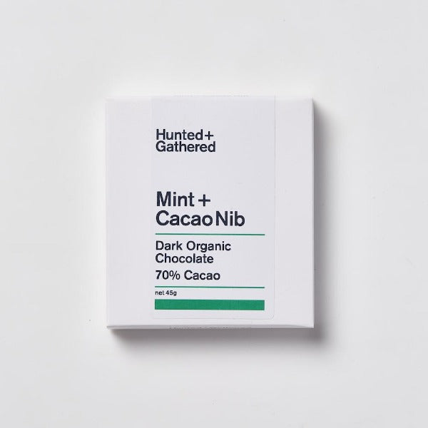 Hunted + Gathered Mint Cacao Nib Chocolate