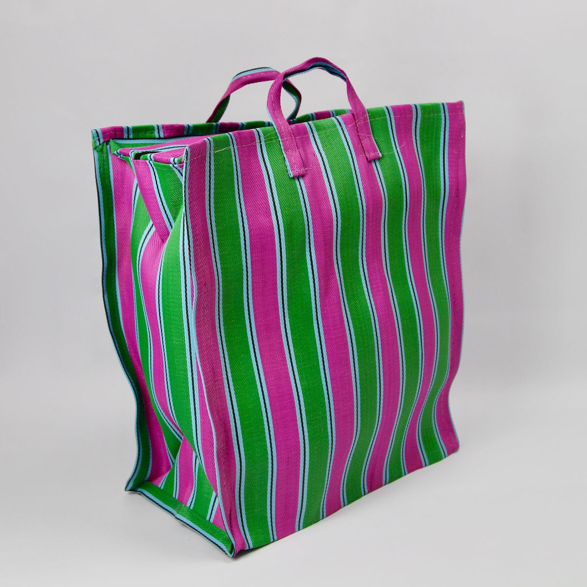 Size 5 Striped Market Bag - Pink/Green/Blue