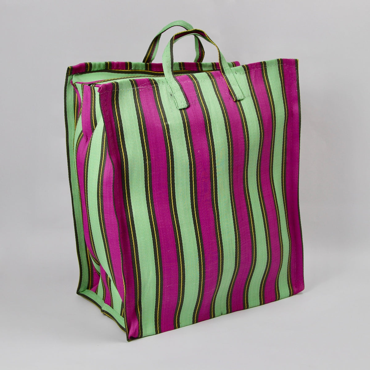 Size 5 Striped Market Bag - Pink/Mint/Chocolate