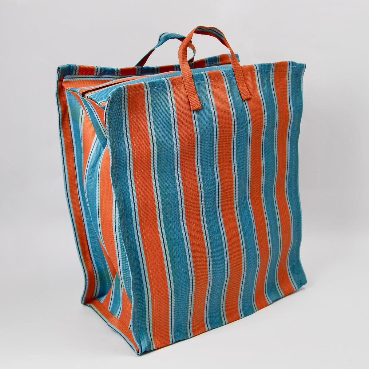 Size 5 Striped Market Bag - Mandarin/Blue