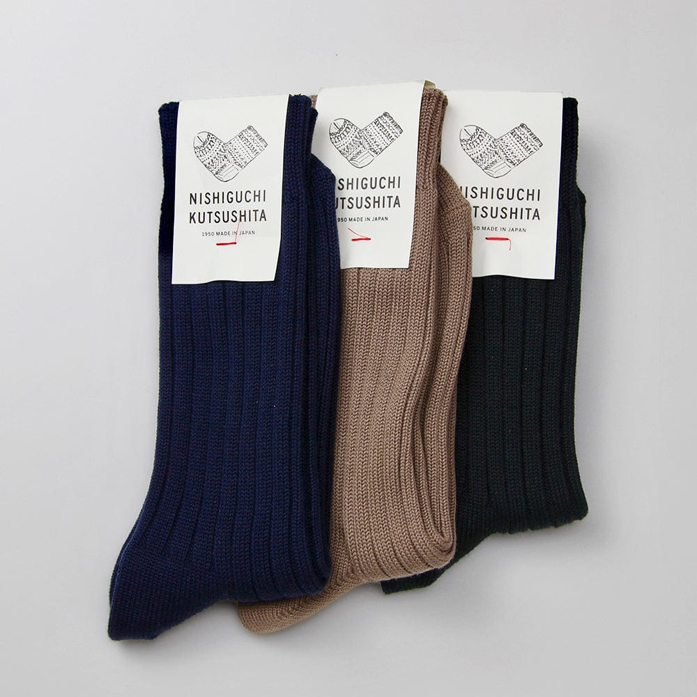 Nishiguchi Kutsushita Egyptian Cotton Ribbed Socks