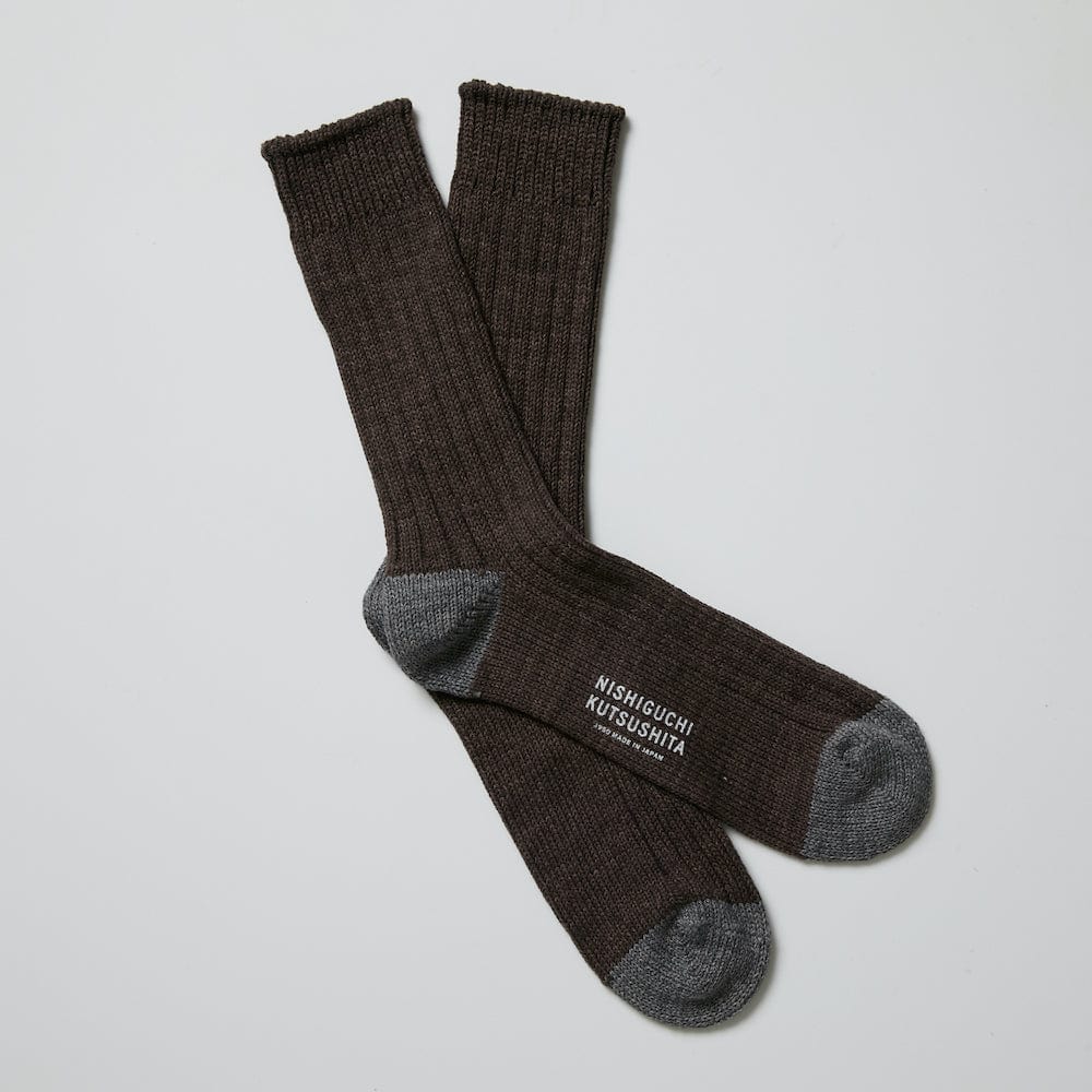 Nishiguchi Kutsushita Boston Cotton Socks - Chocolate