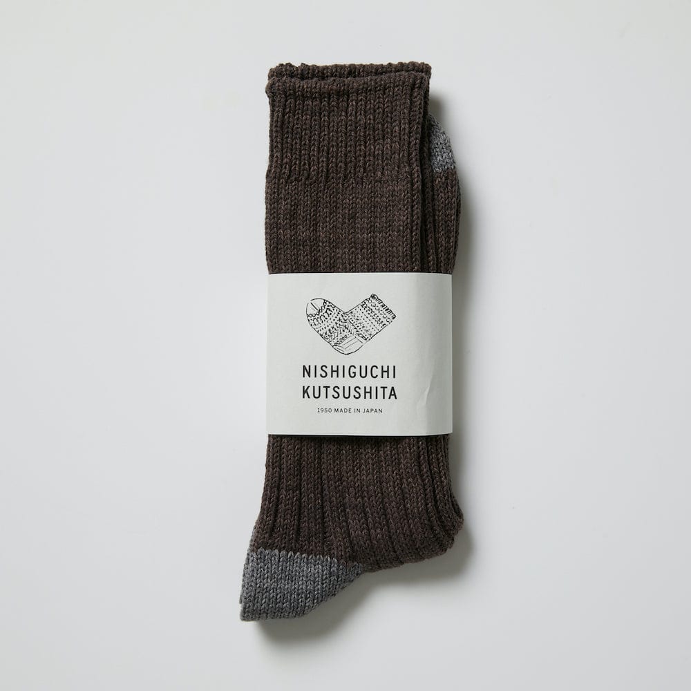 Nishiguchi Kutsushita Boston Cotton Socks - Chocolate