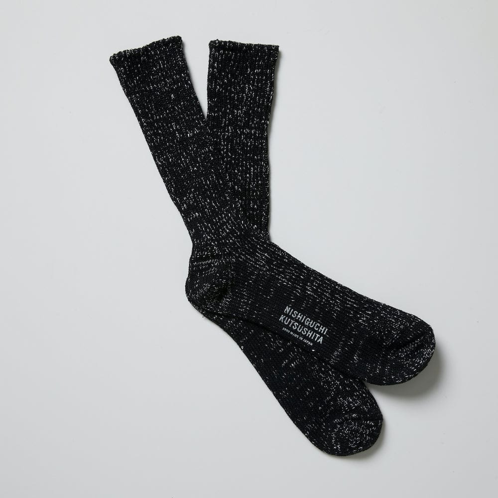 Nishiguchi Kutsushita Hemp Cotton Socks  - Black