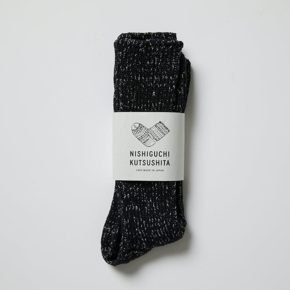 Nishiguchi Kutsushita Hemp Cotton Socks  - Black
