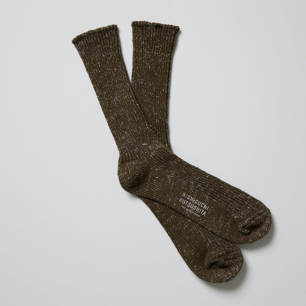 Nishiguchi Kutsushita Hemp Cotton Socks - Khaki