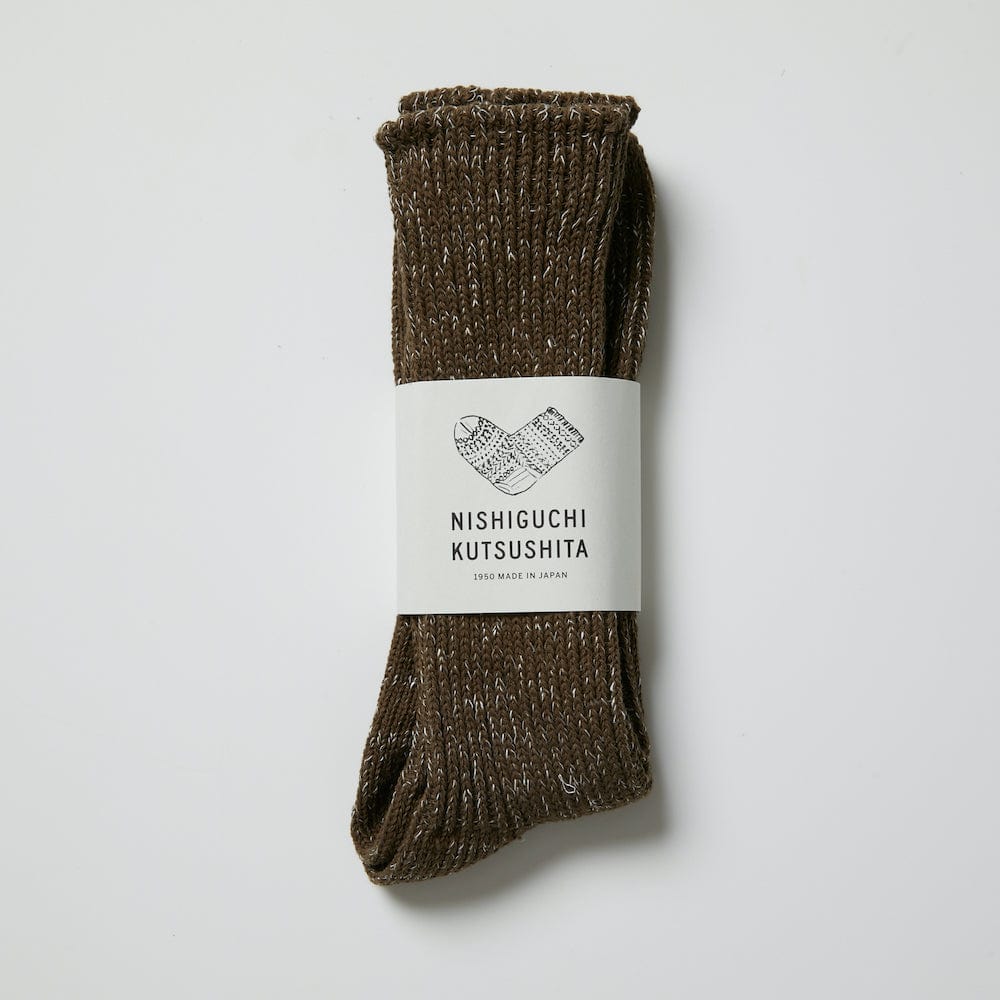 Nishiguchi Kutsushita Hemp Cotton Socks - Khaki