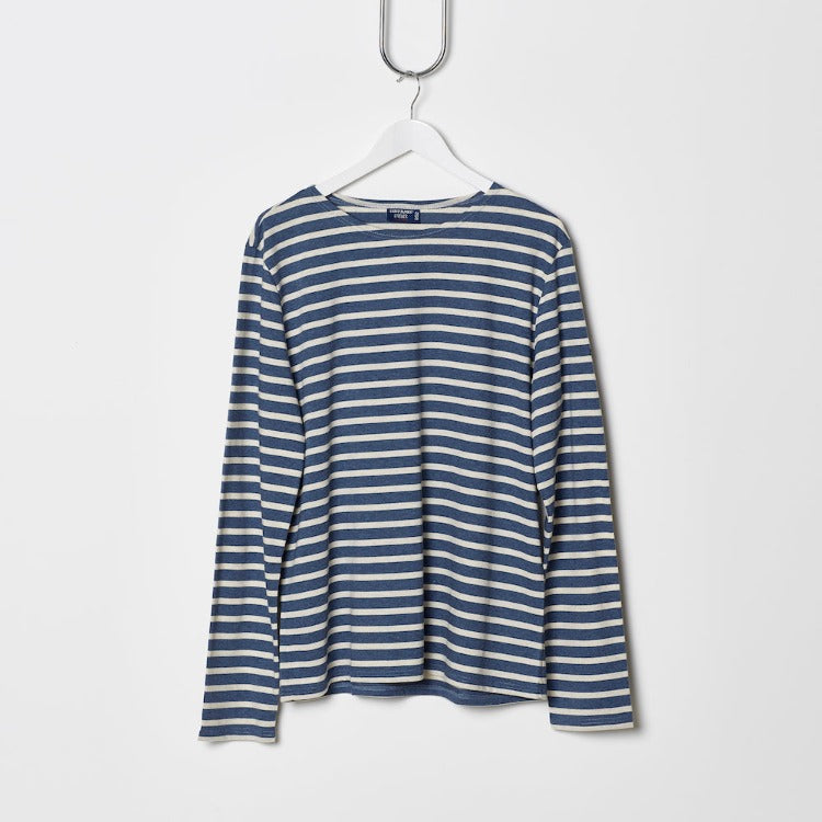 Saint James Minquiers Moderne - Denim/Cream Striped Tee