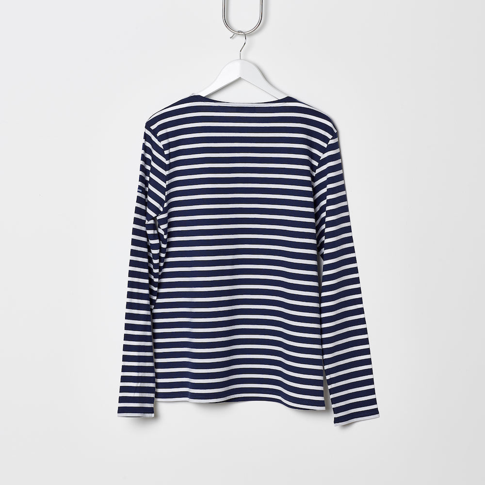 Saint James Minquiers Moderne - Navy/White Striped Tee