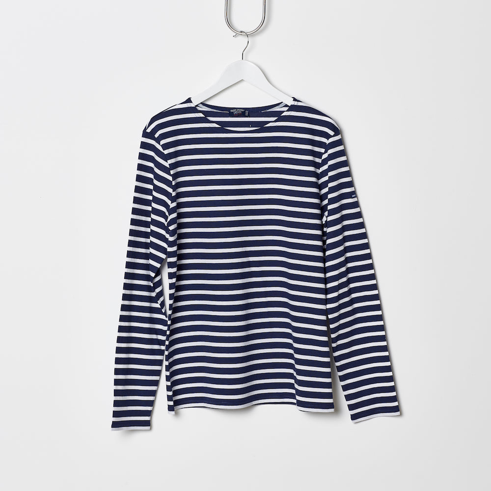 Saint James Minquiers Moderne - Navy/White Striped Tee