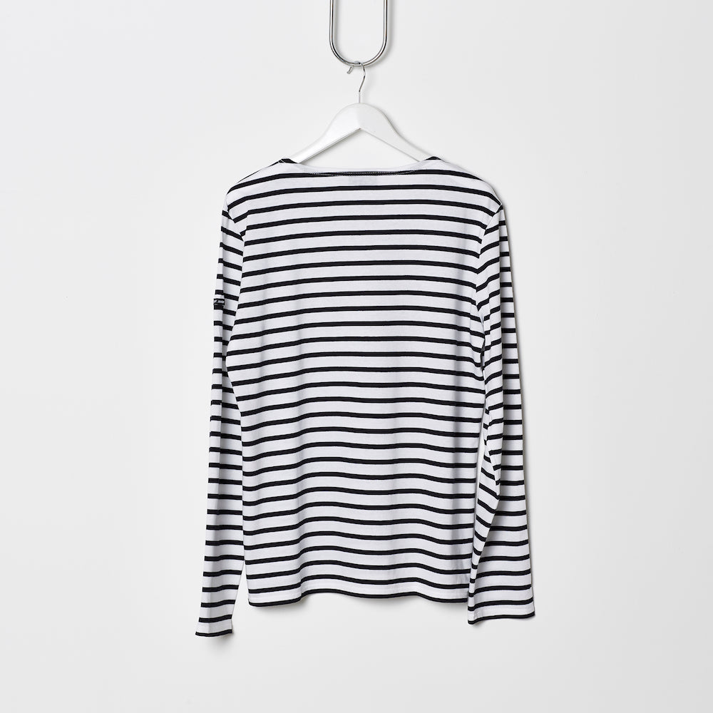 Saint James Minquiers Moderne - White/Black Striped Tee