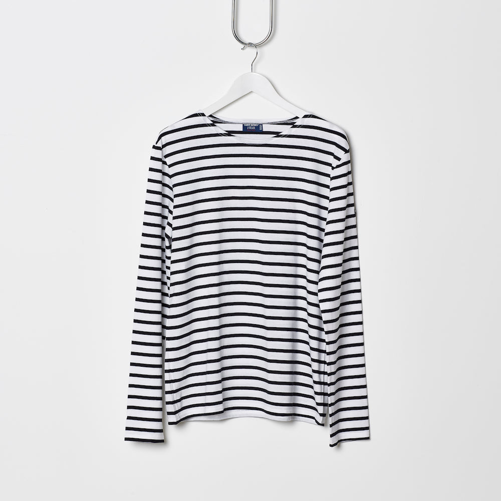 Saint James Minquiers Moderne - White/Black Striped Tee