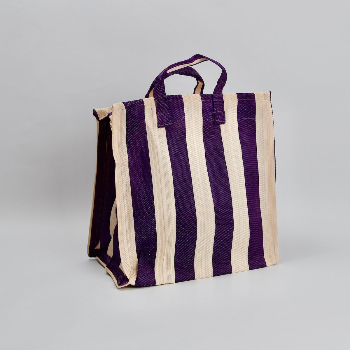 Size 2 Striped Market Bag - Purple/Cream