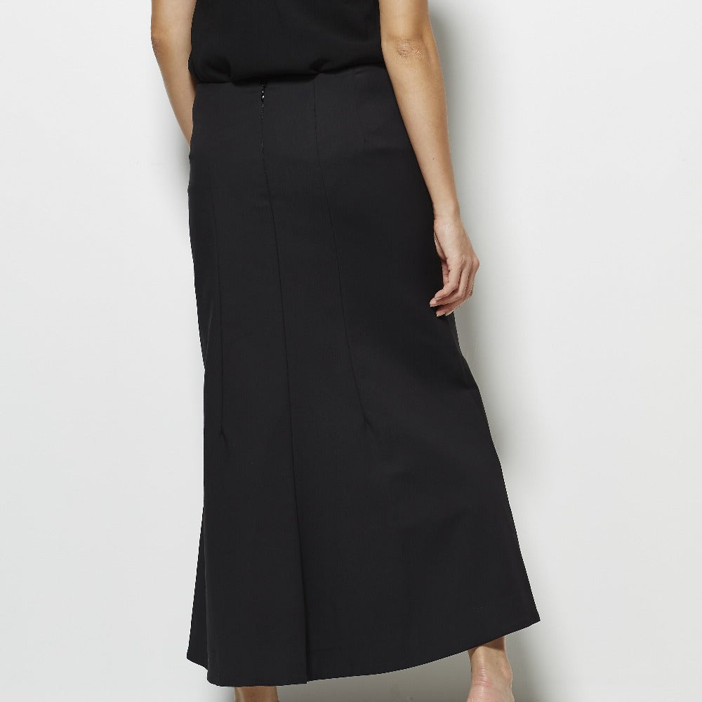 Tibi Agathe Midi Fluted Skirt - Black