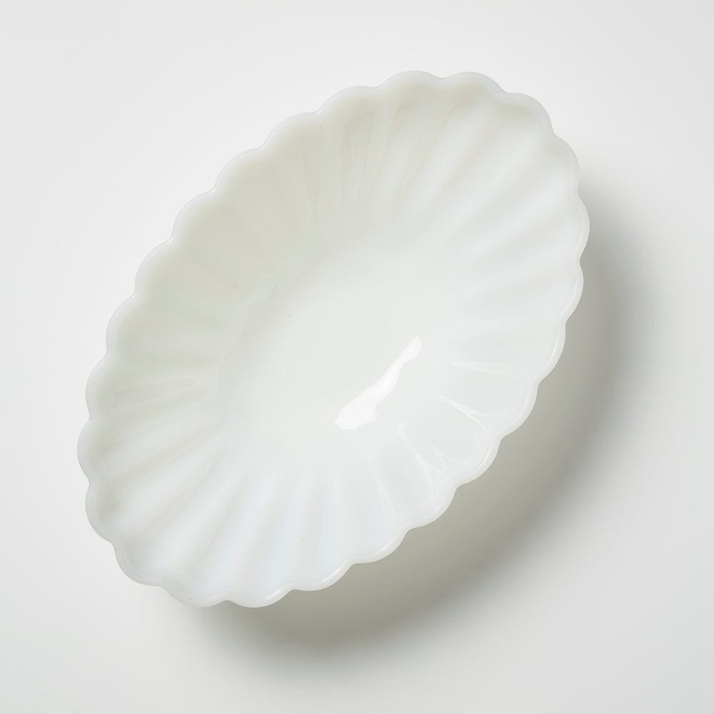 复古牛奶玻璃沙拉碗 - 椭圆形