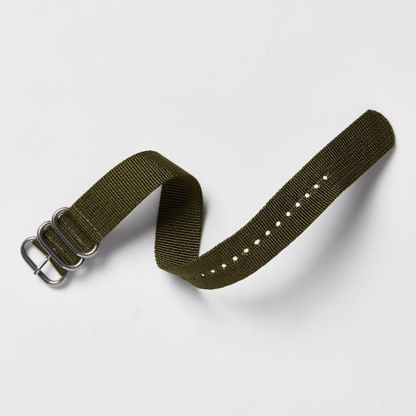 Zulu 3 Ring Nylon Watch Strap Olive